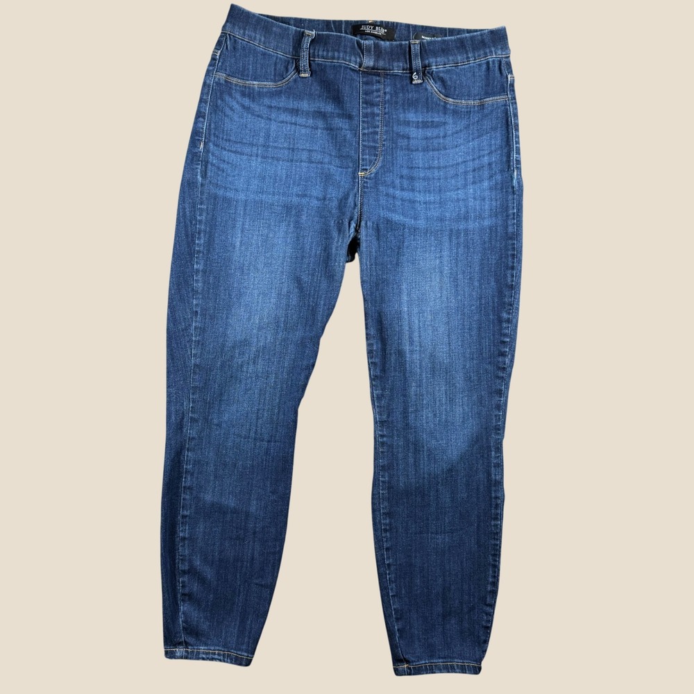 Judy Blue Jeans Women 16W Pull‎ On High Rise Skinny Stretch Dark Wash JB88546